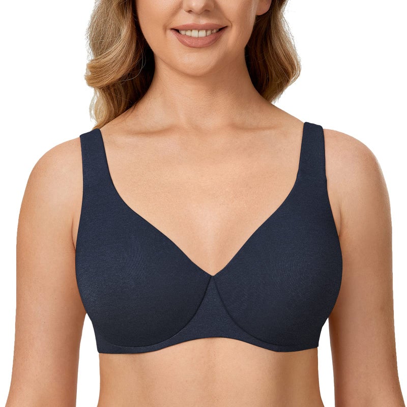 DELIMIRA Minimizer Bras for Women Full Coverage Plus Size Underwire Unlined Supportive Seamless Bra Sapphire Heather 34E - Image 1